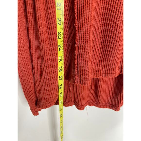 Sundance Orange Waffle Knit Thermal Long Sleeve Flowy Top M - Picture 4 of 6